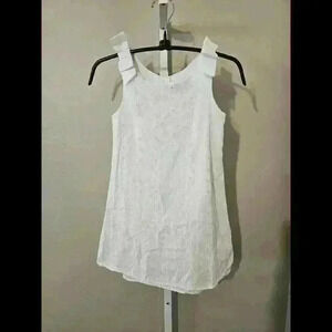 Charming White Sleeveless Dress with Bow Straps